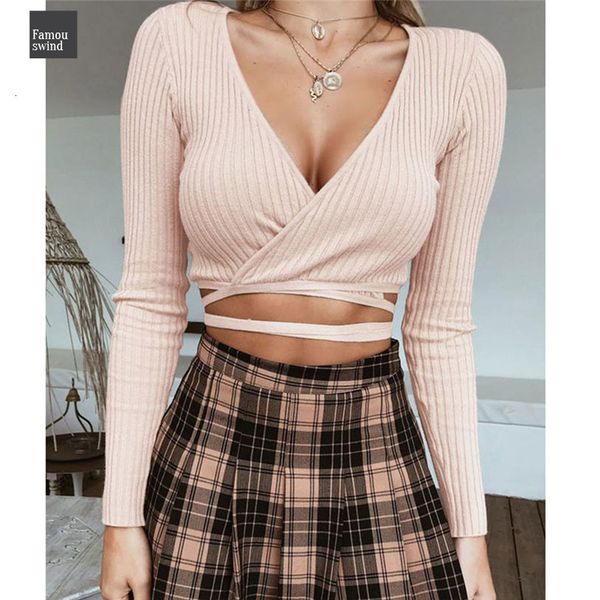 

свитер новая мода осень трикотаж женский вязаные с длинным рукавом crop top v шеи тонкий повседневный хлопка зимы пуловер вязание, White;black