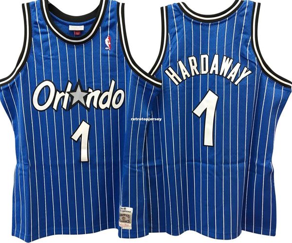 

penny hardaway # 1 blue sewn высокое качество ретро винтаж топ jersey mens vest размер xs-6xl сшитые баскетбольные майки ncaa, Black;blue