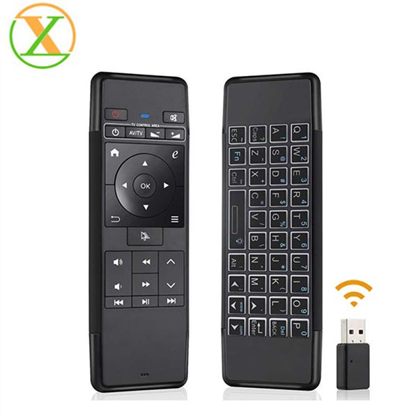 

2019 new mini keyboard white backlit 2.4ghz fly air mouse wireless remote control xl-63a with double sides