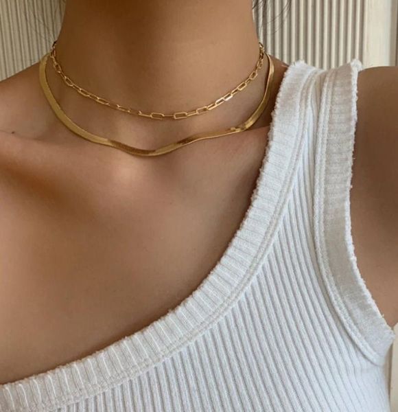 

classic basic chain choker 3mm snake chain choker necklace for women simple jewelry wholesale, Golden;silver