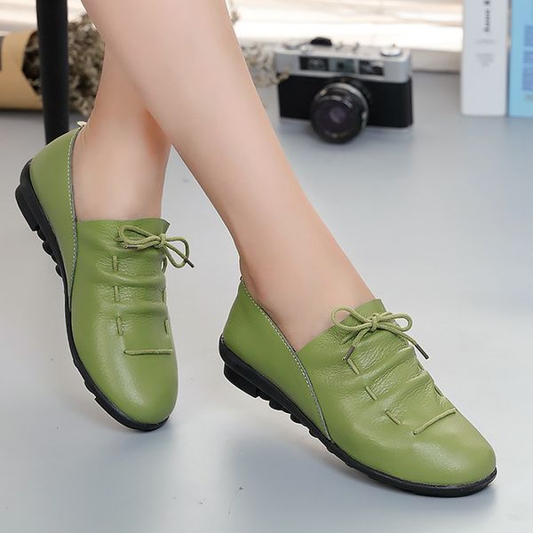 

women shoes 2019 new arrival spring lace-up pleated genuine leather flats shoes woman rubber party female tenis feminino, Black