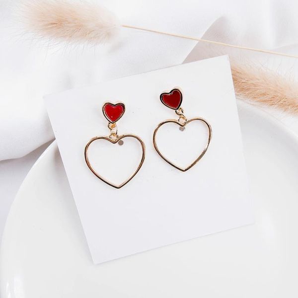 

korean-style fashion new style women's elegant heart earrings simple ins wind girl's heart cool autumn and winter hong kong styl, Silver