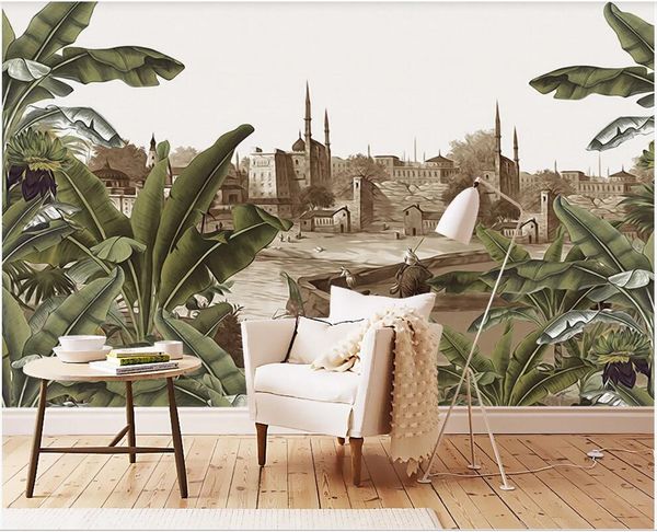 

wdbh 3d wallpaper custom p european retro nostalgic hand painted rainforest castle plantain mural background wallpaper for walls 3 d