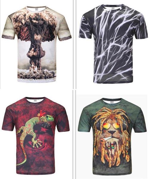 Camisetas com estampa 3D tamanho masculino M-4XL moda unissex animal manga curta t-shirts novidade camisetas roupas poliéster elastano