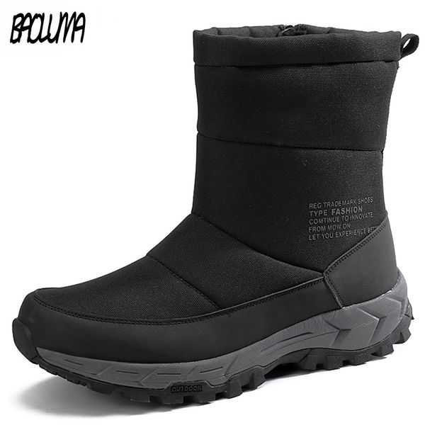 

fashion winter men's boots zipper men ankle boots thick plush warm man snow outdoor motorcycle shoes 39-46, Black