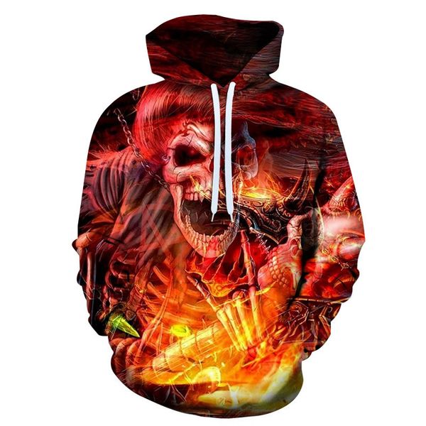 

новые мужчины женщины с капюшоном 3d красное пламя череп толстовки толстовки свободные спортивные костюмы осень зима пальто уличная одежда к, Black