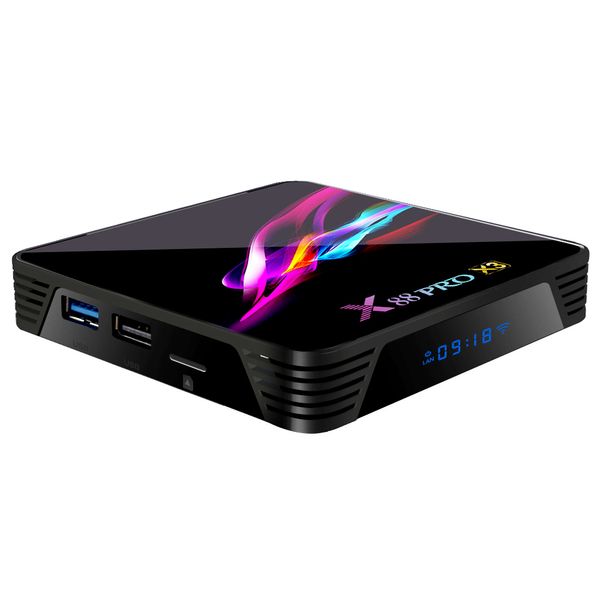 

x88 pro x3 android 9.0 tv box amlogic s905x3 quad core 5g wifi 8k 4gb 128gb google media youtube 64gb 32g