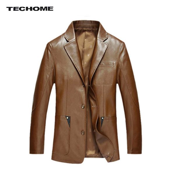 

tide fashion men slim leather clothing men's leather jackets spring and autumn slim fit jacket casual coats pu, Black