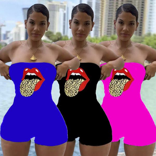 

горячий новый комбинезон для модниц цифрового расположения картины рот сексуального болвана шорты ночного клуб комбинезон, Black;white