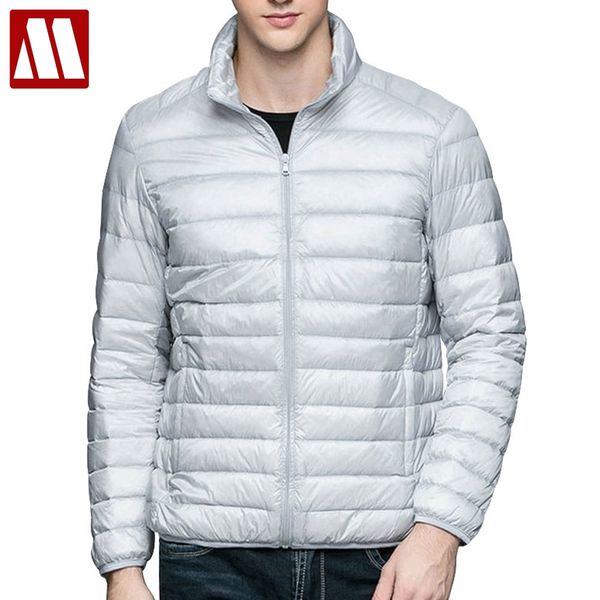 

casual brand winter thin coats men 90% white duck down jacket men's ultra light down jackets winter coat parkas with carry bag, Black