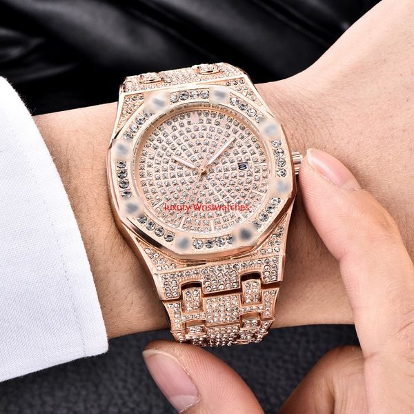 

3a brilliant diamond inlaid brand series men watches, automatic date exquisite gift business casual party dinner party quartz watches p, Slivery;brown