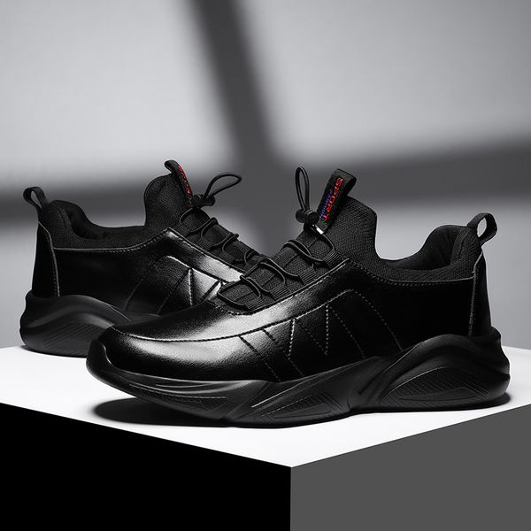 

running shoes men women triple black white leather platform sports sneakers mens trainers homemade brand made in china 39-44, White;red