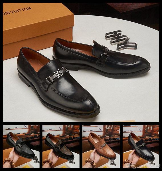 

19fw 2019 luxury men shoes italian style doug shoe suede pointed toe loafers wedding dress shoes new design designers business shoes madaok, Black