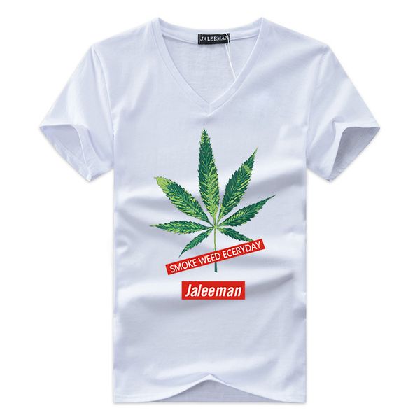 

jaleeman 2018 new summer t-shirt men's short sleeve v-neck cotton fashion t-shirt men's print fashion, White;black