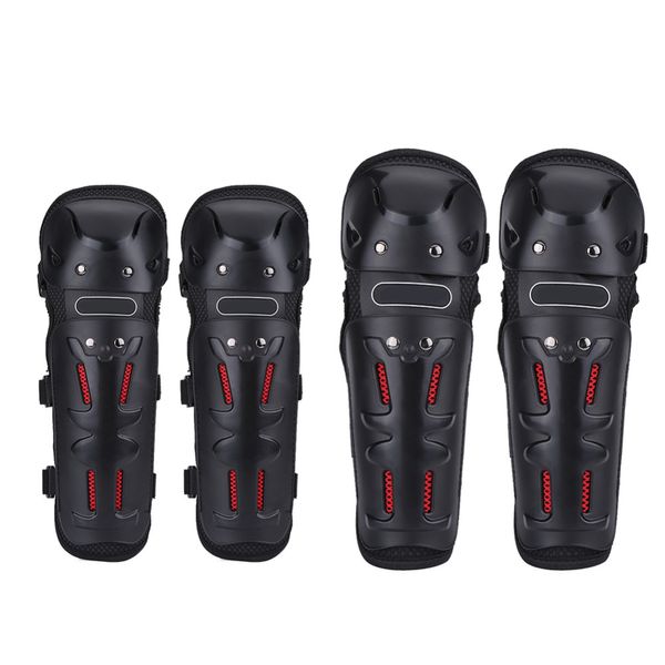

4 pcs motocross cycling elbow and knee pads protector shin guard gear set black shell anti-skid wear-resistant pe protec shell