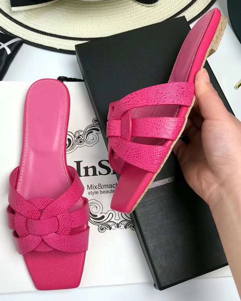 

2020 new fashion brand women's sandals female fashion sandals slipper women's fashion leather sandals lizard grain, Black