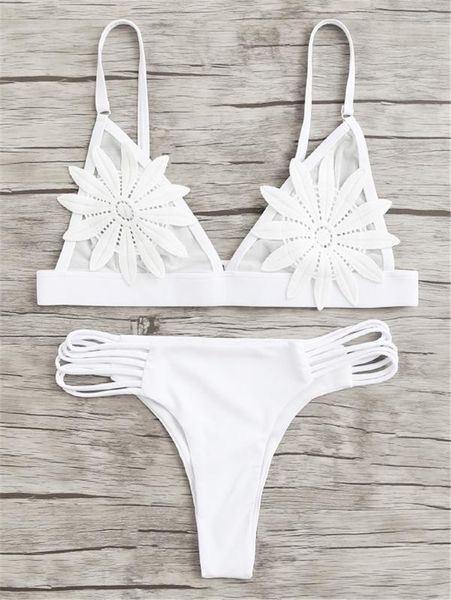 

embroidery decal split biki embroidery bikini swimsuit bikini decal swimsuit split biki, White;black
