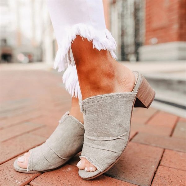 

2020 new slipper fashion leopard print low heel ladies sandals summer square heels fish mouth slippers vintage women pumps shoes, Black