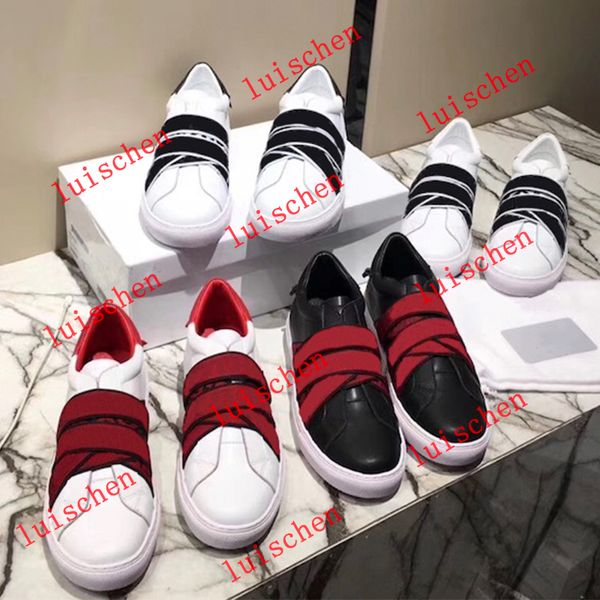 

designer shoes luxury leather sneaker paris signature knots trainers for men women elastic bands 4g webbing sneakers size 35-45, Black