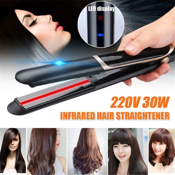 

dropshipping professional digital lcd hair straightener hair ceramic straightening flat iron care styling brush, Black