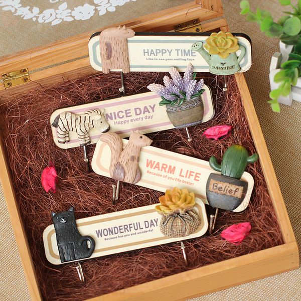 

3d decorative hook geometric animal cat/dog creative resin model bathroom wall hook coat wall keys sticky hanging rack