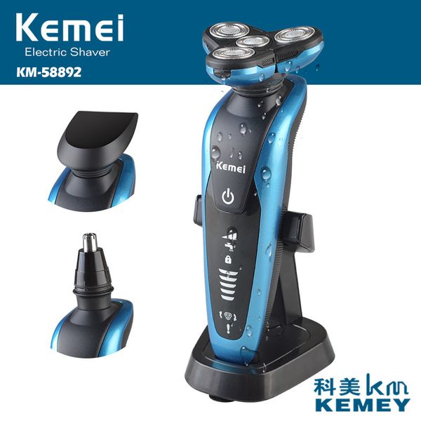 

rechargeable 3 in 1 men beard trimmer machine with ipx 7 waterproof 4d floating heads face care tools nose hair removal 40d
