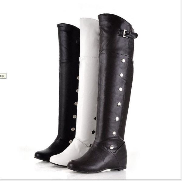 

pu leather increased over the knee boots boots large size women's boots, Black