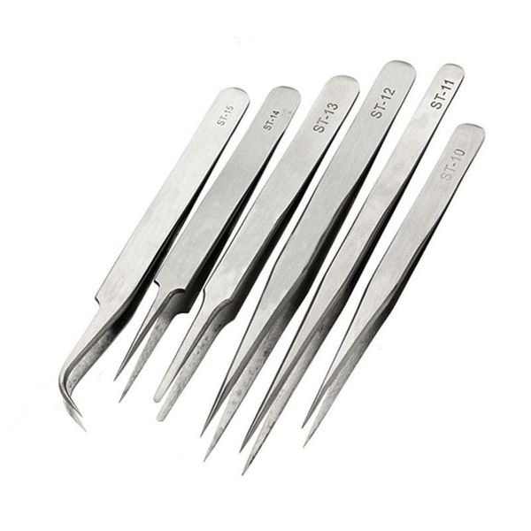 

6pcs pro anti-static stainless steel tweezers set maintenance tools kits