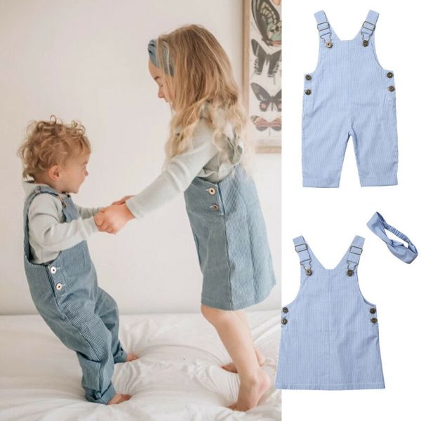 

2020 toddler baby girl boy match clothes stripe bib pants overalls suspender dress sister brother matching outfit, Red;yellow