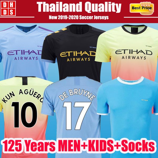 

2019 2020 CITY KUN AGUERO MANCHESTER KIDS KIT STERLING MAHREZ soccer jersey JESUS DE BRUYNE SANE 19 20 DE BRUYNE 125 Years Football shirts