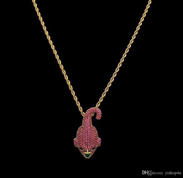 

purple iced out majin buu necklace hip hop micro pave cubic zirconia simulated diamonds necklace, Silver