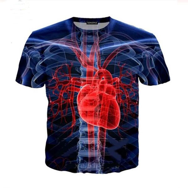 

new fashion mens / womans heart shirt summer style funny 3d print casual t-shirt plus size, White;black