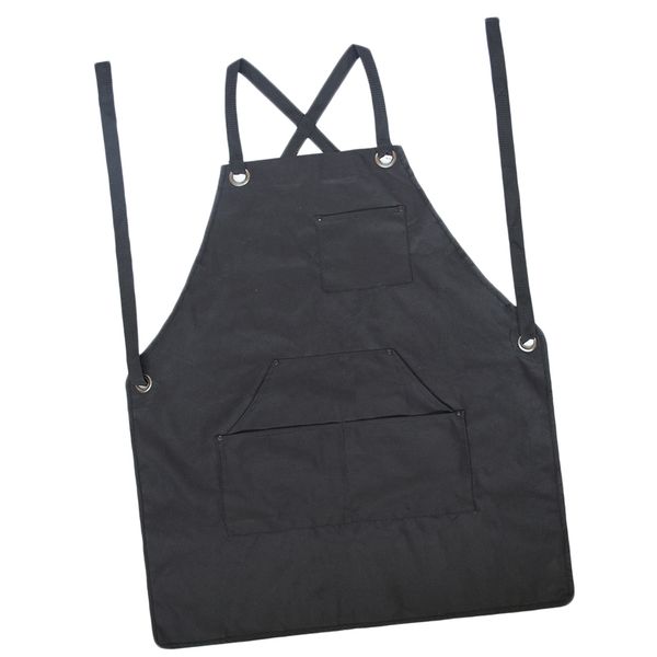 

heavy duty canvas work apron with tool pockets & cross-back strap adjustable
