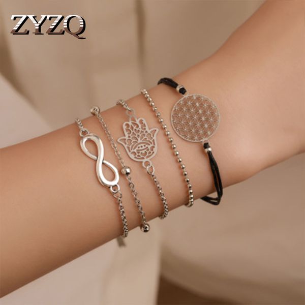 

zyzq eternity women daily wear bracelets sets euro stylish hand accessories wholesale lots&bulk trendy five pieces jewelry, Black