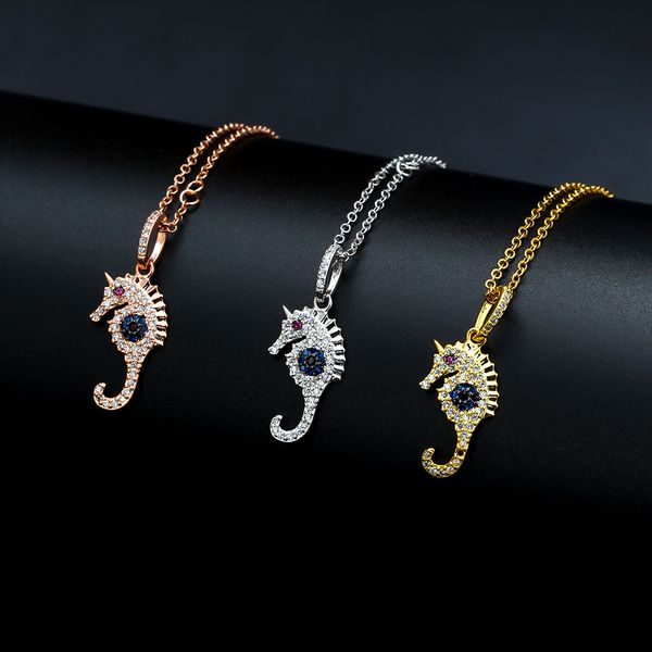 

meibeads cz seahorse charm animal pendants necklace for women necklace micro pave clear white zircon handmade jewelry making, Silver