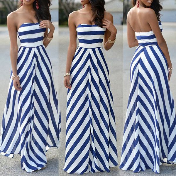 

womens clothing maxi dresses women summer maxi strapless elegant evening party beachwear dress holiday casual sundress drop shipping, Black;gray