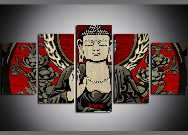 

5 piece buddha meditation zen prints and posters paintings artwork giclee canvas oil painting pictures for wall decor