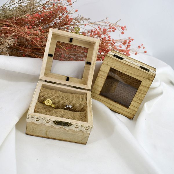 

1pc wedding supplies fashion rustic wedding wood romantic ring box holder ring bearer box jewelry case new