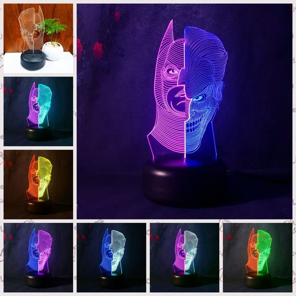 

ovie batman action figure joker 3d led night light lamp double color changing usb led bedroom birthday boy toy gift