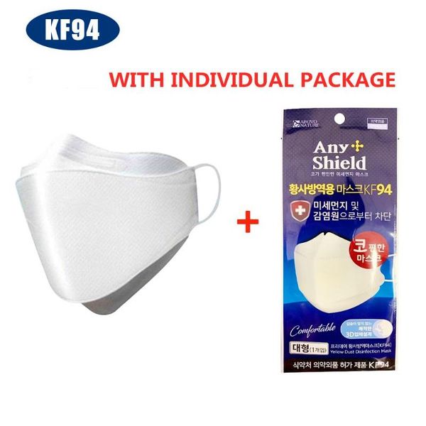

6pcs kf94 face masks 94% filtration 4 layer non-woven breathable anti dust mouth covers protection against dust particle