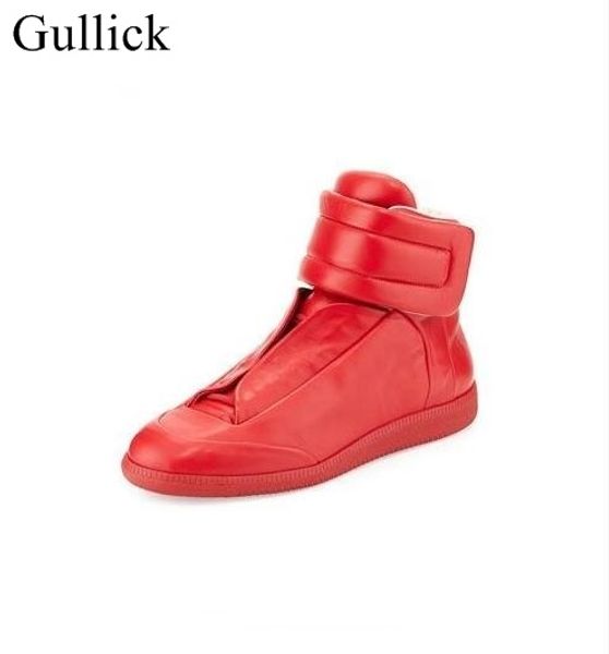

luxury men shoes shinny leather casual shoes high hop men's flats casual red white high hook outside 38-46, Black