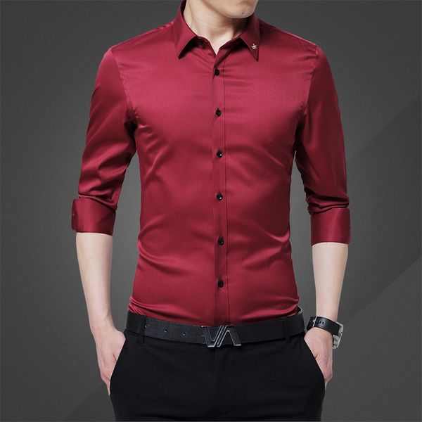 

2018 мужские рубашки платья декольте корона украшения slim fit мужская рубашка с длинным рукавом белый темно-синий красный черный светло-гол, White;black