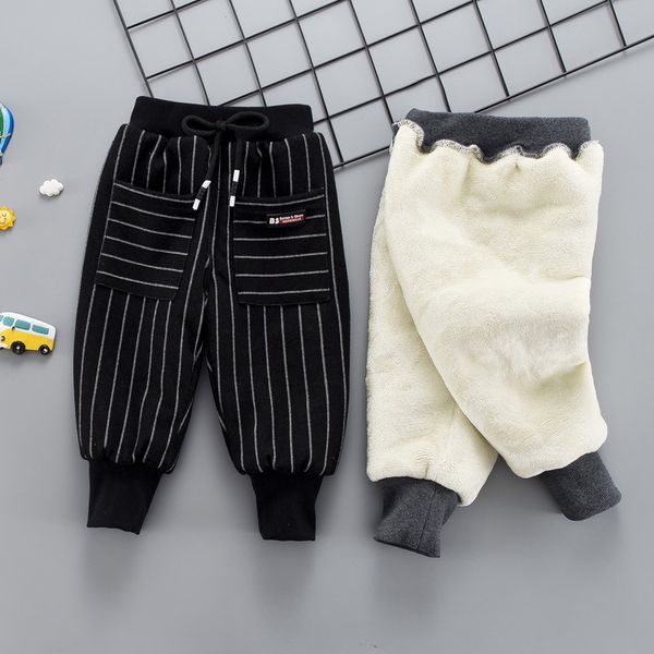 

fashion striped kids pants for baby boys winter warm plus velvet trousers with fleece long toddler boy winter cotton pants, Blue