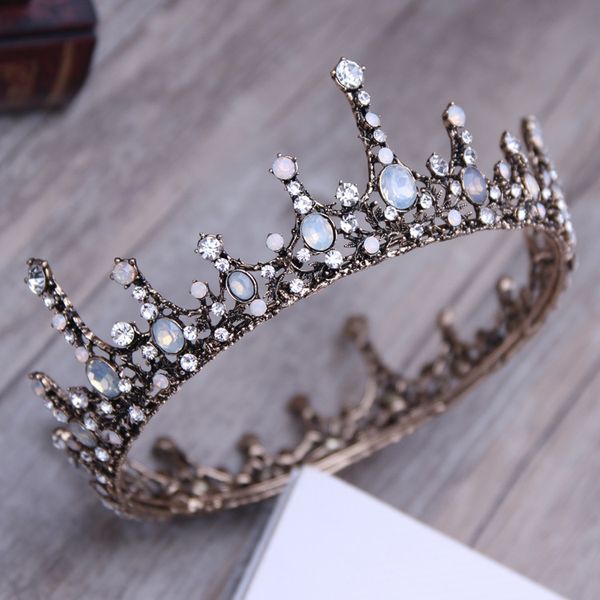 

diezi fashion baroque luxury wedding bridal crystal gold crown tiaras diadem tiaras for women bride hair accessories, Golden;white