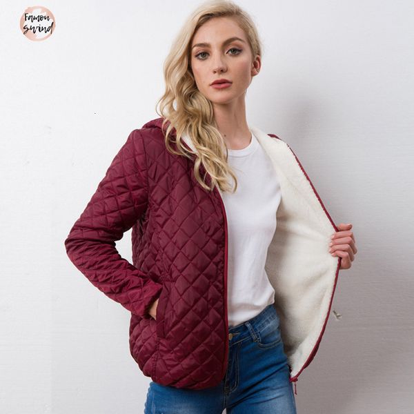 

весна женщина с флисом с капюшоном зимней куртки пальто новой осенью для тонкой верхней одежды женской short park, Black