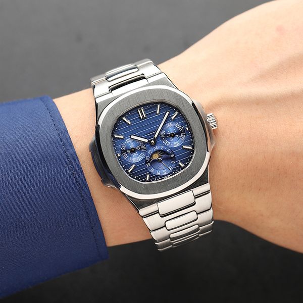 

мужские часы автоматические часы новые nautilus спортивные часы розовое золото серебро корпус из нержавеющей мужские механические наручные ч, Slivery;brown