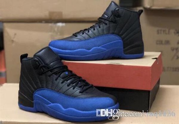 

12 12s high og basketball shoes for men game royal blue black flu game mens sports sneakers size 8-1
