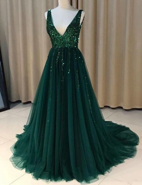 

v-neck a-line long evening dresses beaded zipper back formal evening gowns prom dresses vestido de noche, Black;red