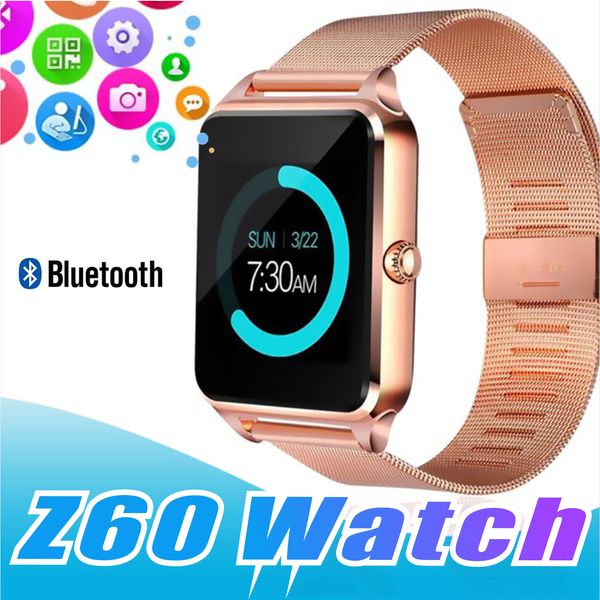 

bluetooth smart watch phone z60 stainless steel support sim tf card camera fitness tracker gt08 gt09 dz09 a1 v8 smartwatch for ios android