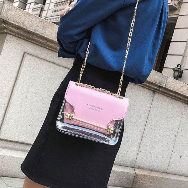 

clear transparent pu composite messenger bags new female handbag fashion women brand design small square shoulder bag m222